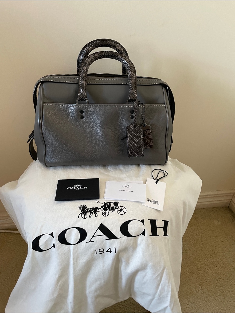 Coach Rogue leather python snakeskin handle bag - Picture 8 of 8